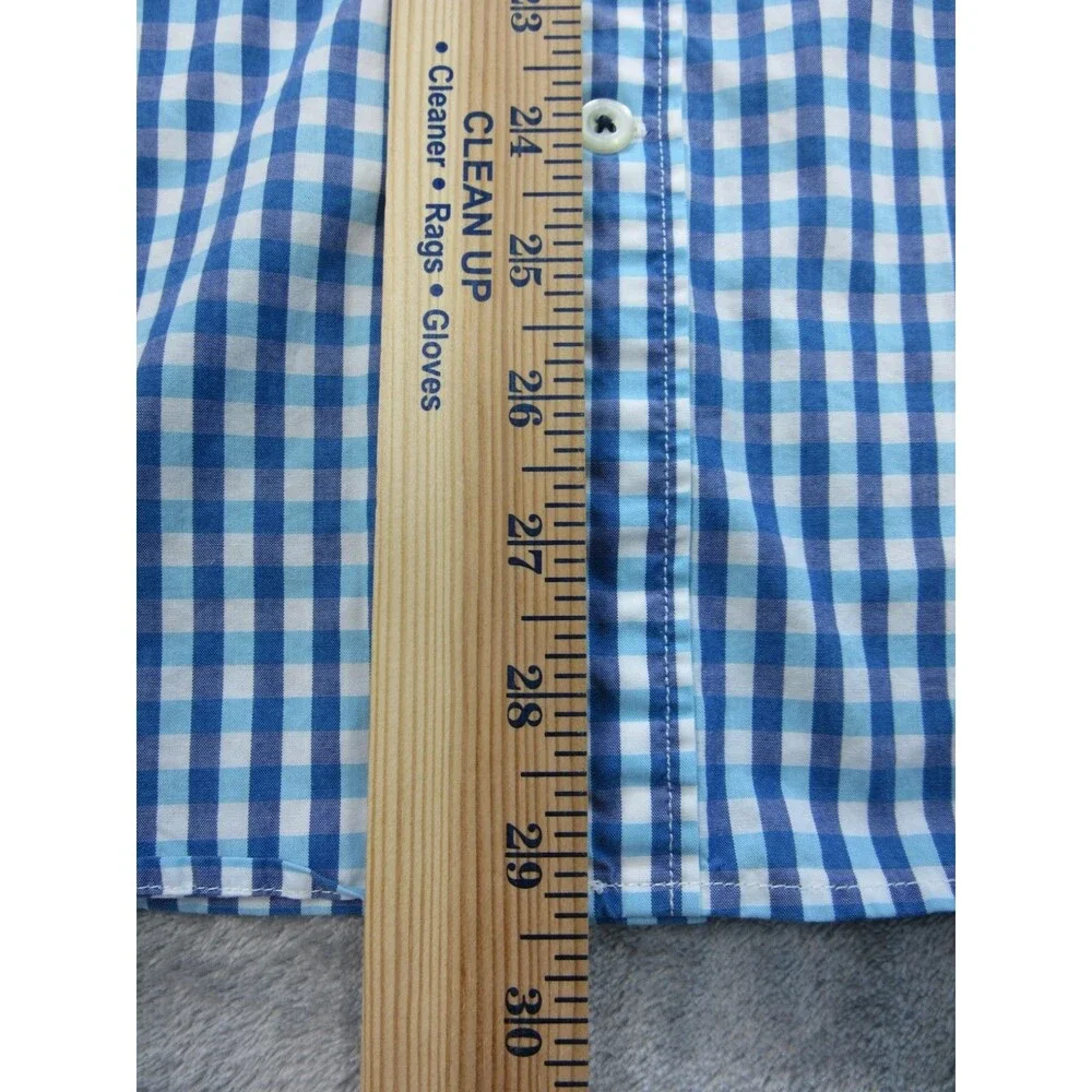 Banana Republic Shirt Mens Large Camden Fit Plaid Blue Long Slv Buttoned Down